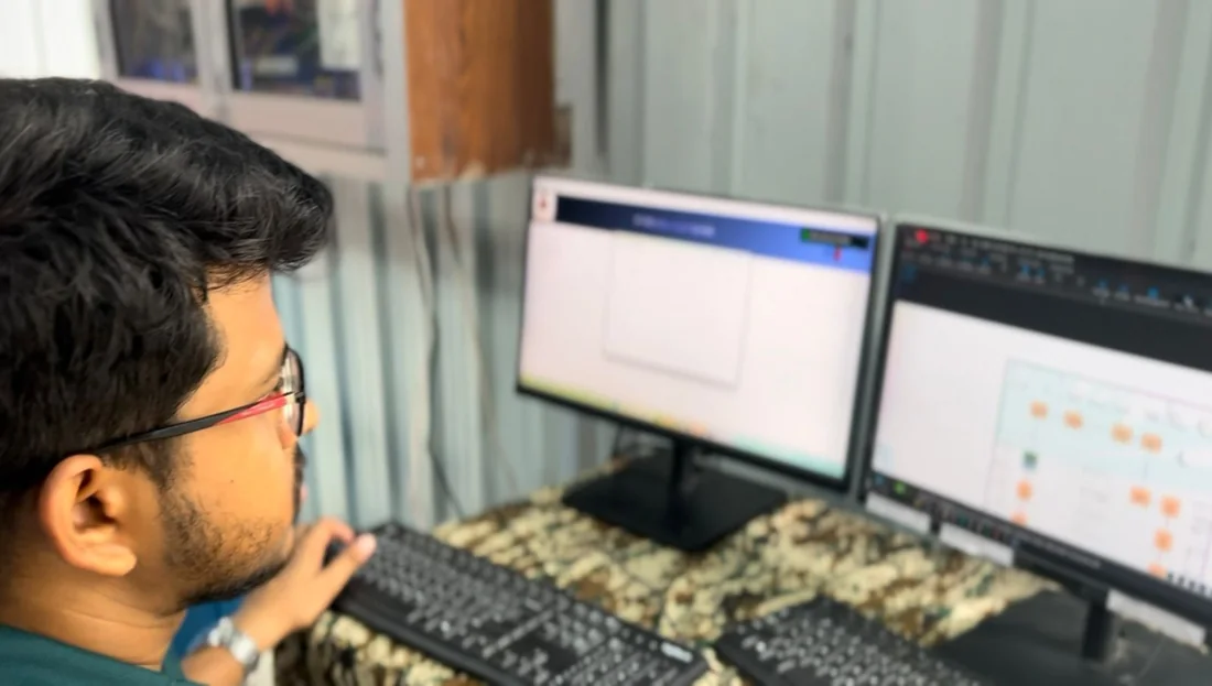 Akashdeep working at his desk